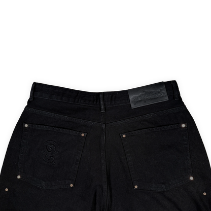RIVETED DENIM JEANS (BLACK)