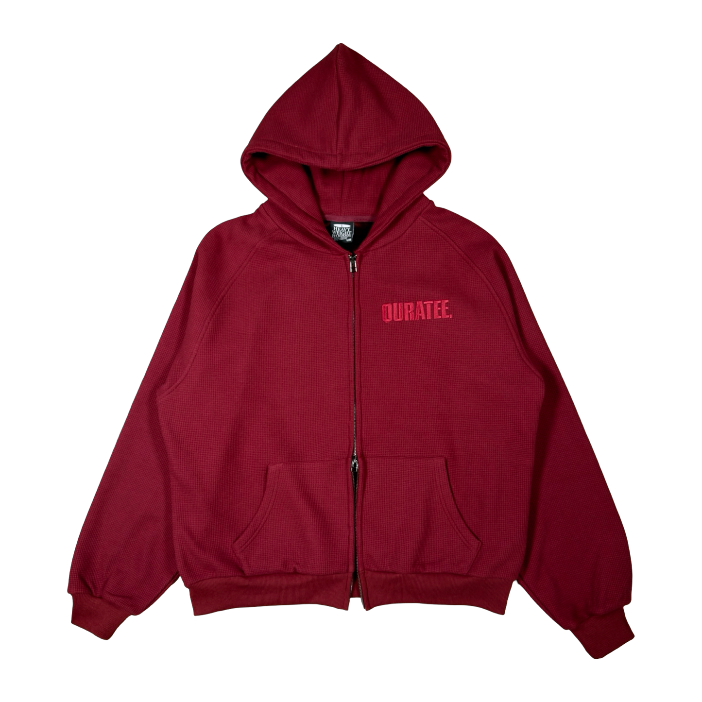 WAFFLE RAGLAN HOODIE (BURGUNDY)