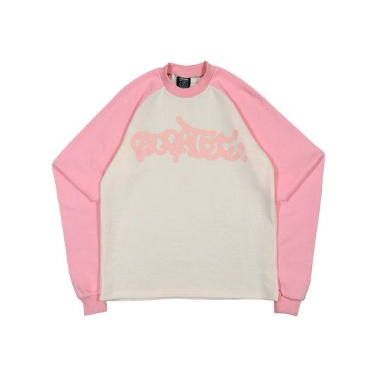 WAFFLE GRAFF TYPE TWO TONE RAGLAN LONG SLEEVE (CREAM/PINK)
