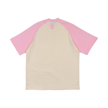 BOLD TYPE TWO TONE RAGLAN TEE (CREAM/PINK)