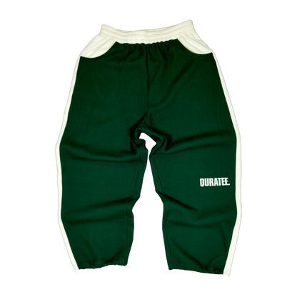 WAFFLE BOLD FONT TWO TONE JOGGERS (GREEN/CREAM)