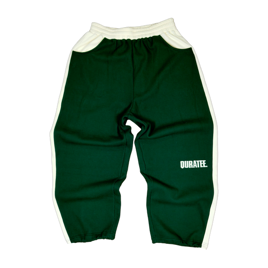 WAFFLE BOLD FONT TWO TONE JOGGERS (GREEN/CREAM)