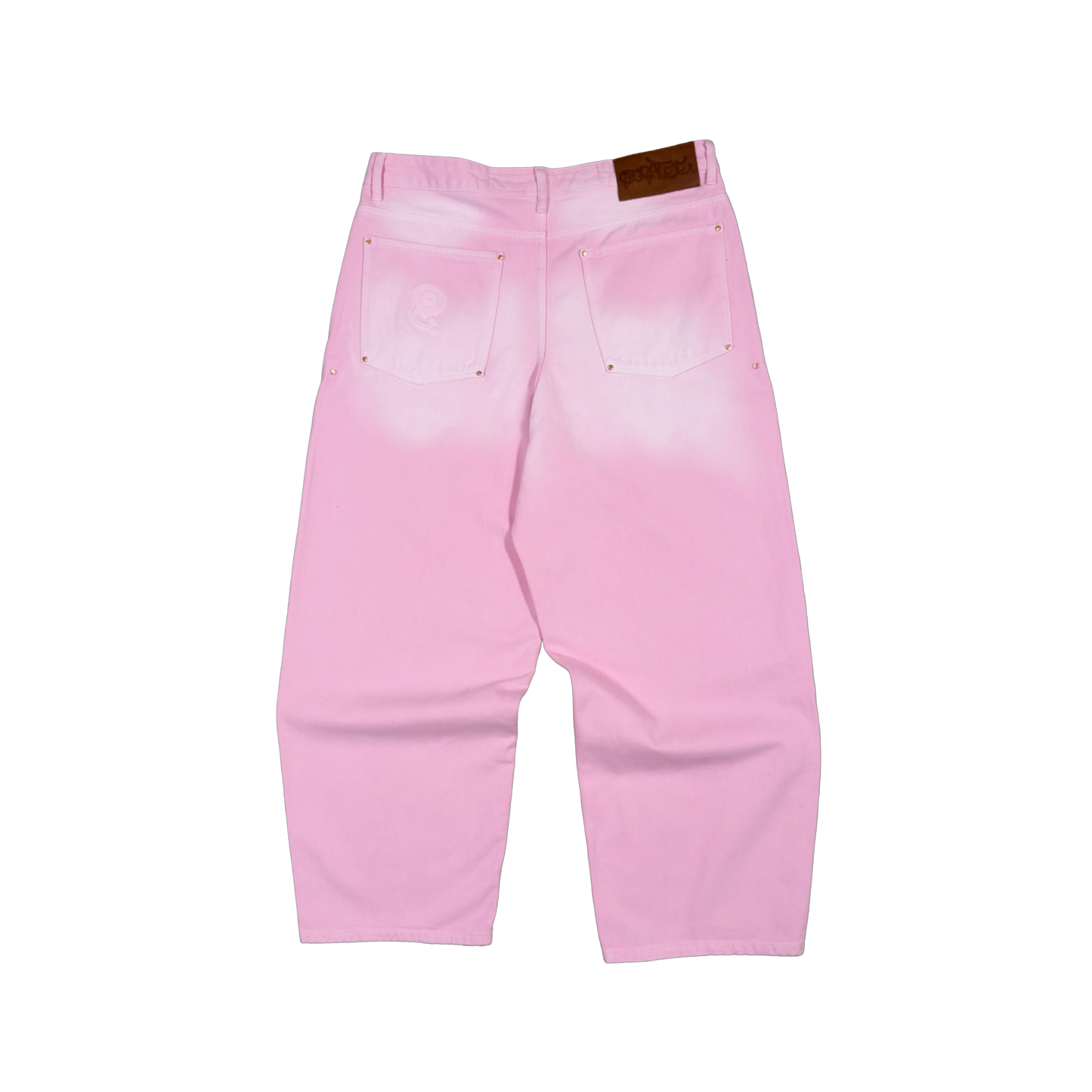 RIVITED DENIM JEANS (STONE WASHED PINK)