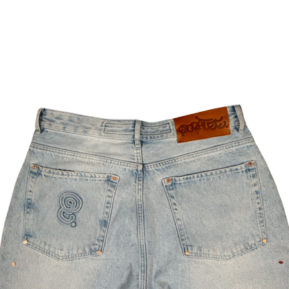 RIVETED DENIM JEANS (LIGHT BLUE)