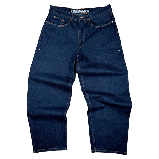 RIVETED DENIM JEANS (RAW INDIGO)
