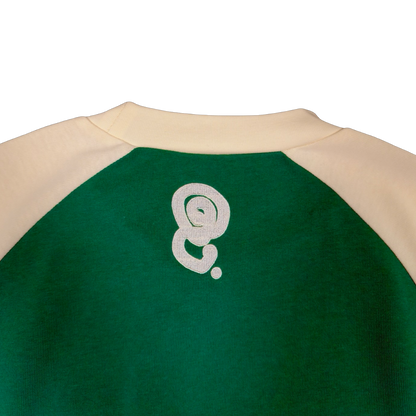 RAGLAN BOLD FONT TWO TONE LONG SLEEVE (FOREST GREEN/CREAM)