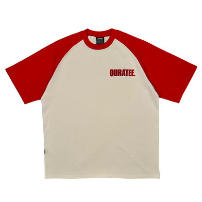 TWO TONE RAGLAN TEE (CREAM/RED)