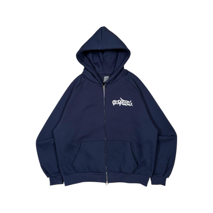 GRAFF TYPE RAGLAN ZIP HOODIE (NAVY)