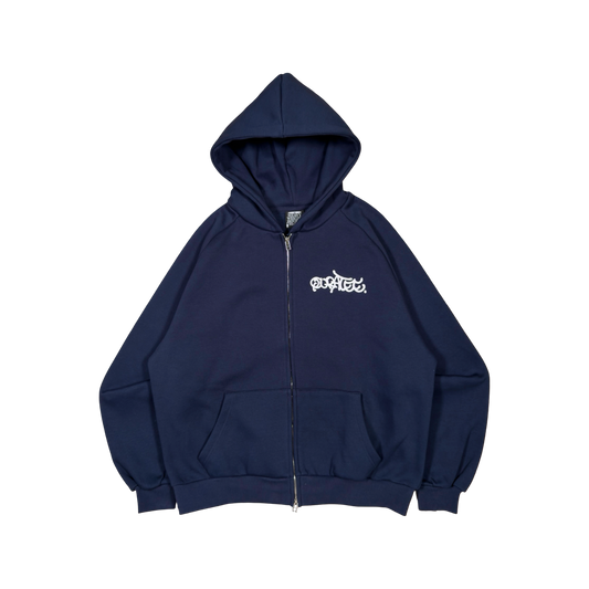 GRAFF TYPE RAGLAN ZIP HOODIE (NAVY)