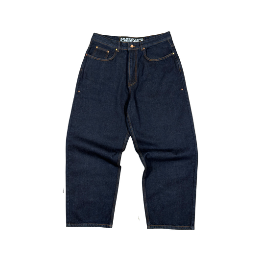 RIVETED DENIM JEANS (RAW INDIGO)