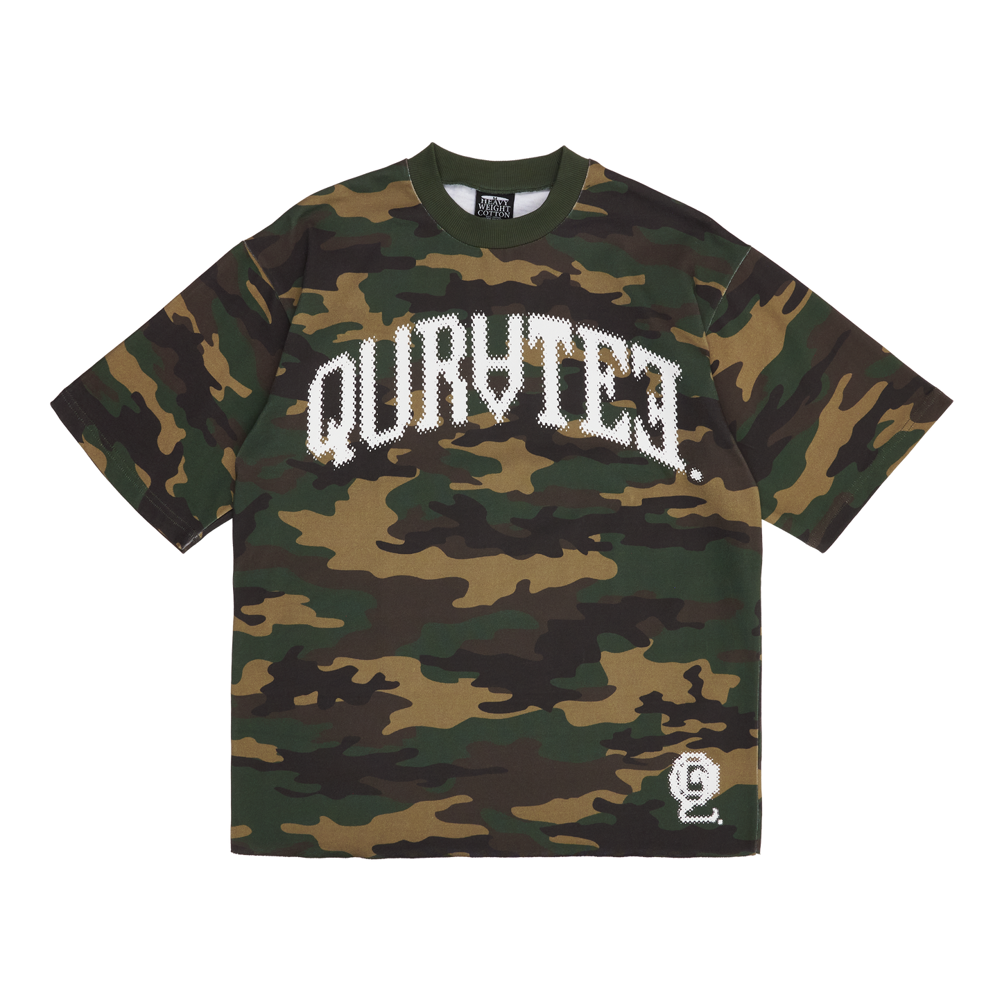 CAMO SPELL OUT TEE (RAW EDGE HEM)