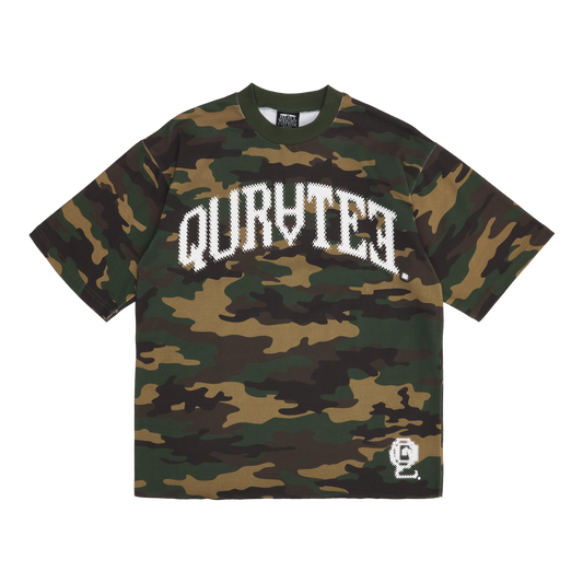 CAMO SPELL OUT TEE (RAW EDGE HEM)