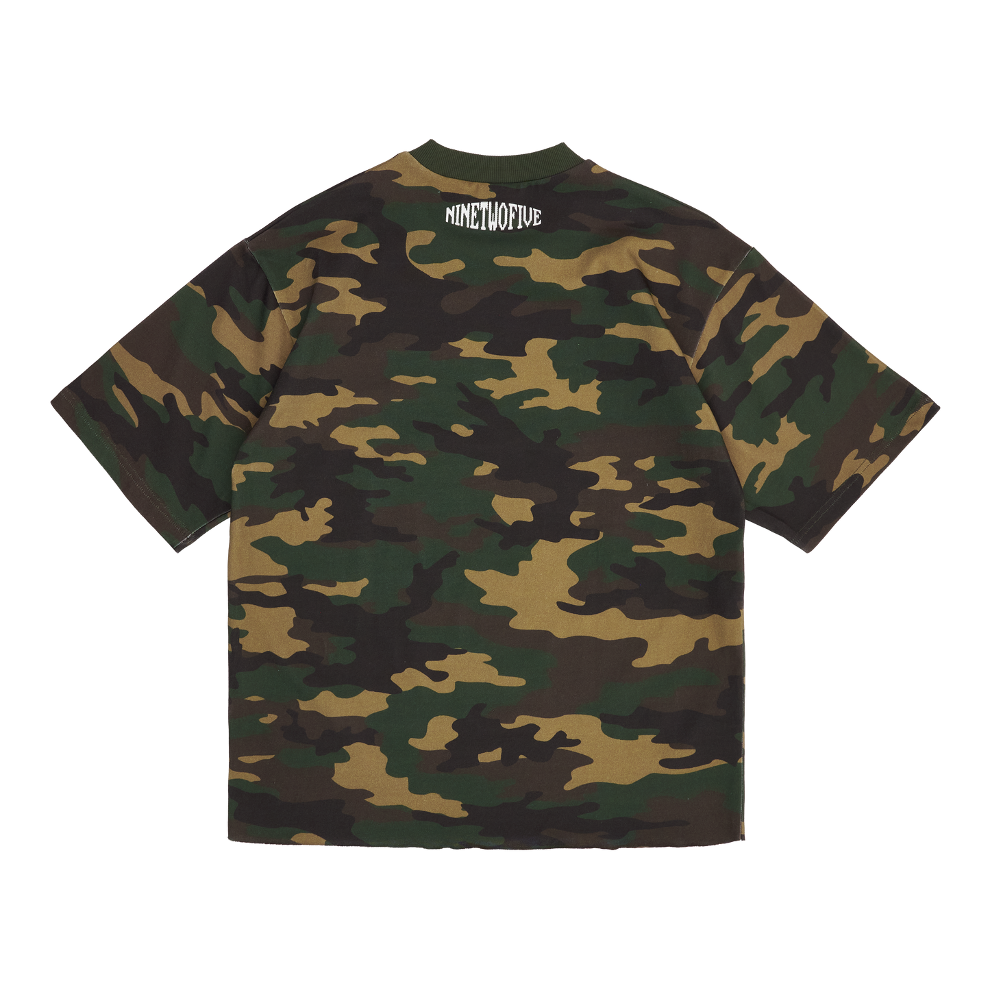 CAMO SPELL OUT TEE (RAW EDGE HEM)