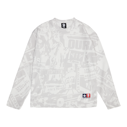 NYC SOUVENIR MESH LONG SLEEVE JERSEY (WHITE/GREY)
