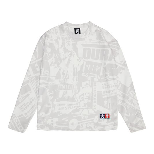 NYC SOUVENIR MESH LONG SLEEVE JERSEY (WHITE/GREY)