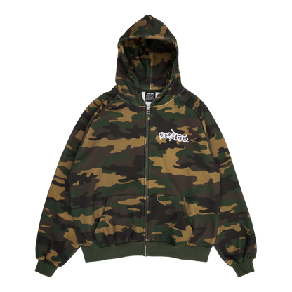 GRAFF TYPE RAGLAN ZIP HOODIE (CAMO)