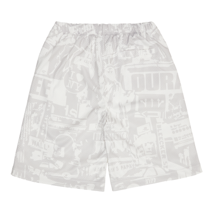 NYC SOUVENIR MESH SHORTS (WHITE/GREY)
