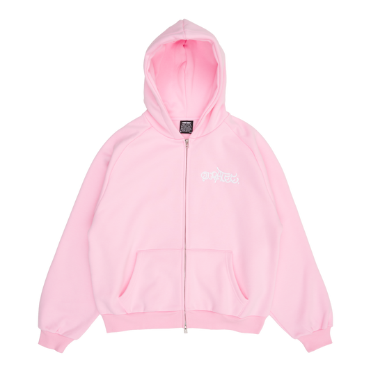 GRAFF TYPE RAGLAN ZIP HOODIE (PINK)