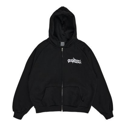 GRAFF TYPE RAGLAN ZIP HOODIE (BLACK)