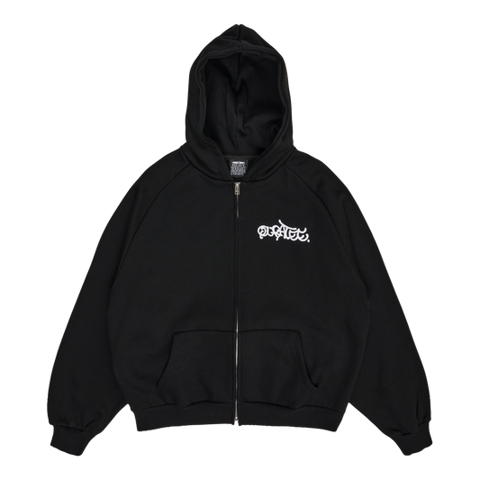 GRAFF TYPE RAGLAN ZIP HOODIE (BLACK)