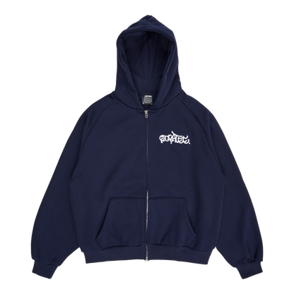 GRAFF TYPE RAGLAN ZIP HOODIE (NAVY)