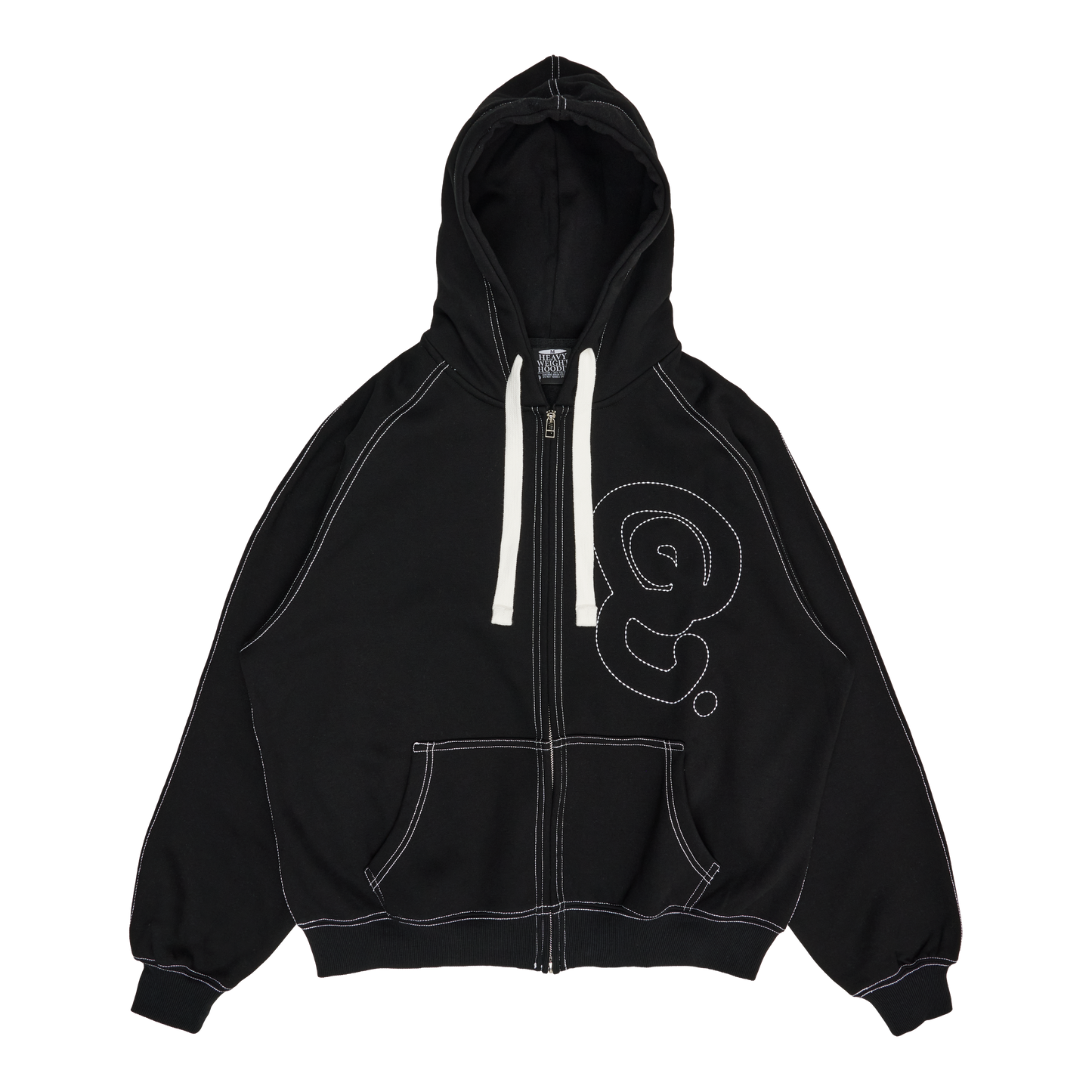 HEAVY STITCH ZIP HOODIE (BLACK)