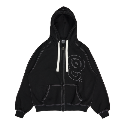 HEAVY STITCH ZIP HOODIE (BLACK)