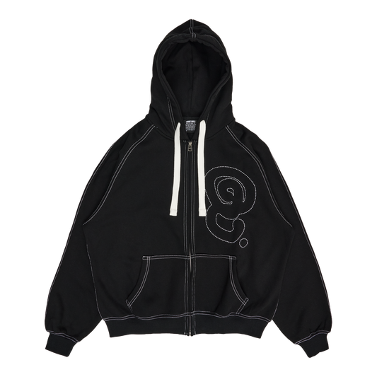 HEAVY STITCH ZIP HOODIE (BLACK)