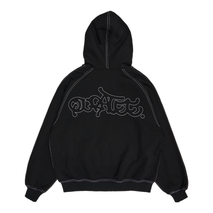 HEAVY STITCH ZIP HOODIE (BLACK)