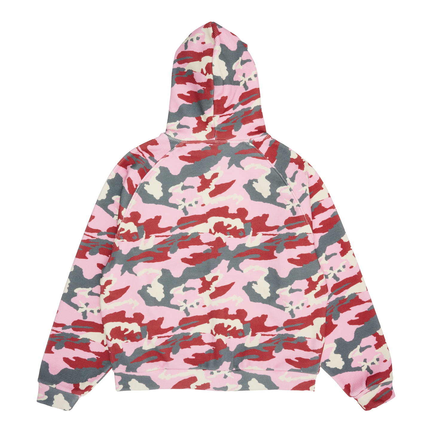 BOLD FONT WAFFLE ZIP HOODIE (PINK CAMO)