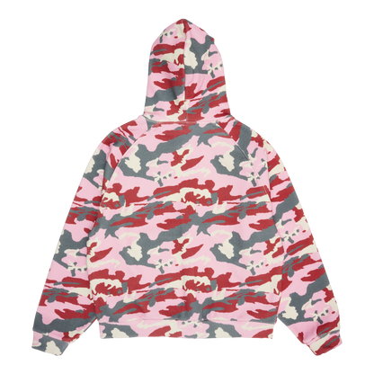 BOLD FONT WAFFLE ZIP HOODIE (PINK CAMO)