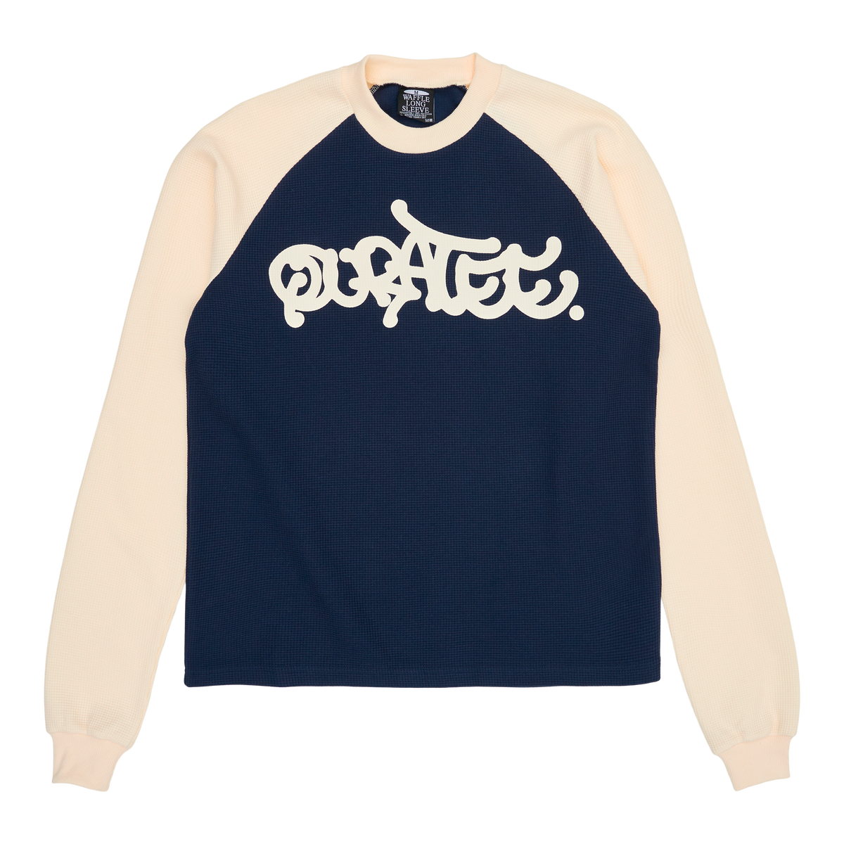 WAFFLE GRAFF TYPE TWO TONE RAGLAN LONG SLEEVE (NAVY/CREAM) – Quratee