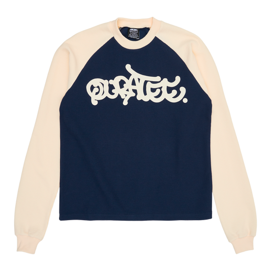 WAFFLE GRAFF TYPE TWO TONE RAGLAN LONG SLEEVE (NAVY/CREAM)