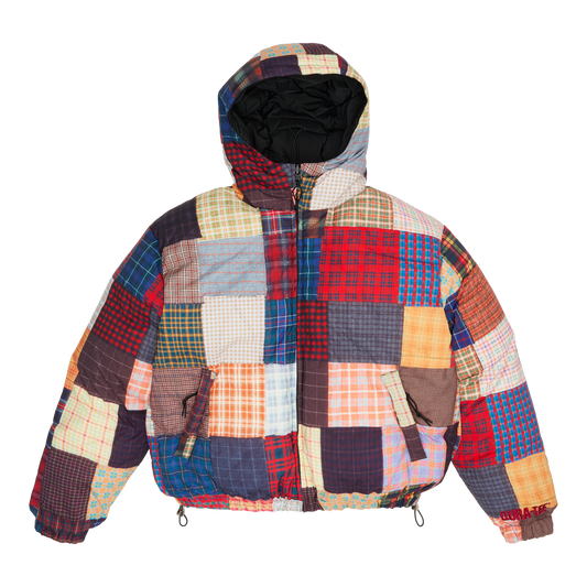 REVERSIBLE DOWN JACKET (MIXED TARTAN/BLACK)