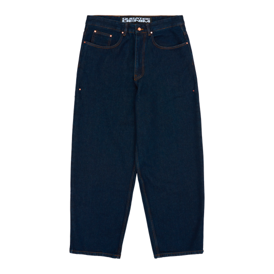 RIVETED DENIM JEANS (RAW INDIGO)